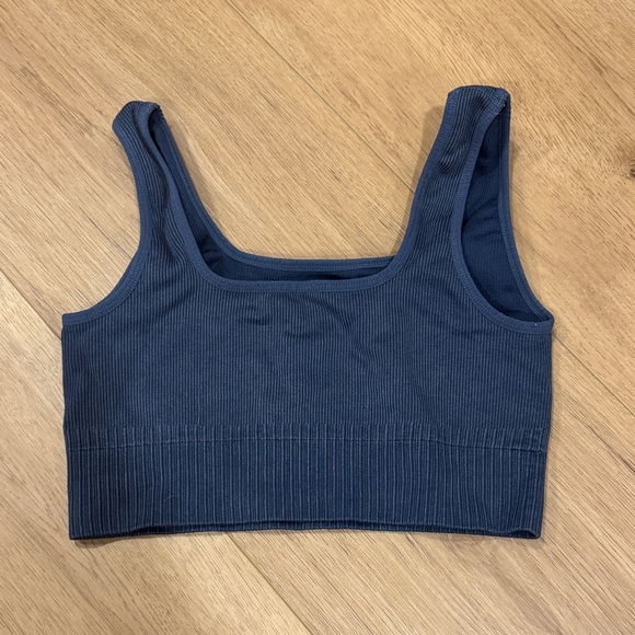 Blue Ribbed Sports Bra - Picture 2 of 2